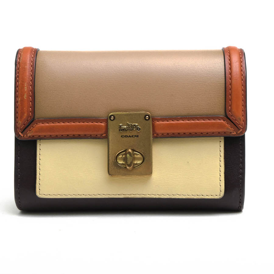 COACH 89242 Hutton Wallet In Colorblock ハットン / コーチ ターンロック金具 リファインドカーフ ...