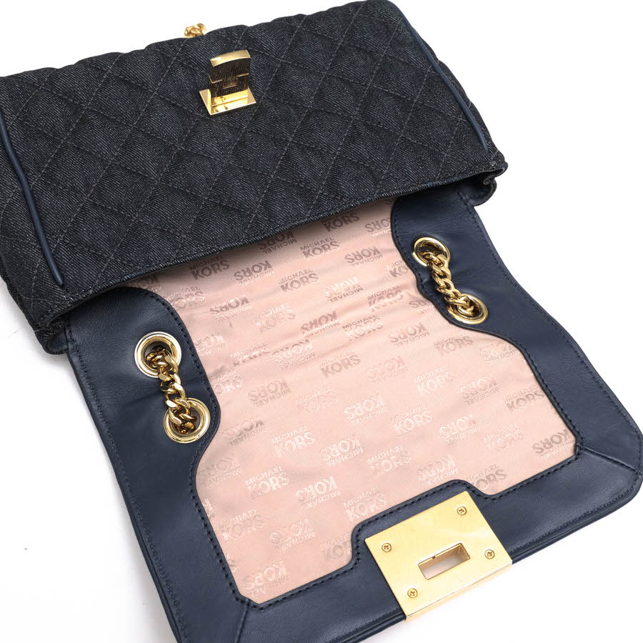Michael Kors 35S7GVAF2C VIVIANNE MD quilted Denim Shoulder Flap / マイケル
