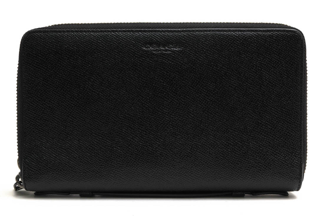 【未使用品】COACH ブラック オーガナイザー 牛革 ラウンドファスナー COACH F59114 Double Zip Travel Organizer In Crossgrain Leather