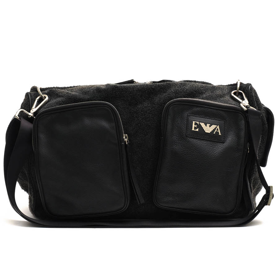 EMPORIO ARMANI / アルマーニ 牛革 ヴィンテージ加工 ブラック 黒