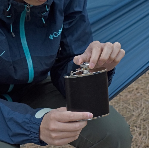 レザーフラスコ ブラック 6オンス | HIGHMOUNT,カップ/フラスコ | High