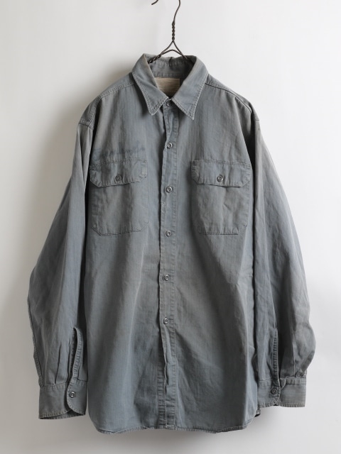60's Unknown Grey HBT Work Shirt (16)