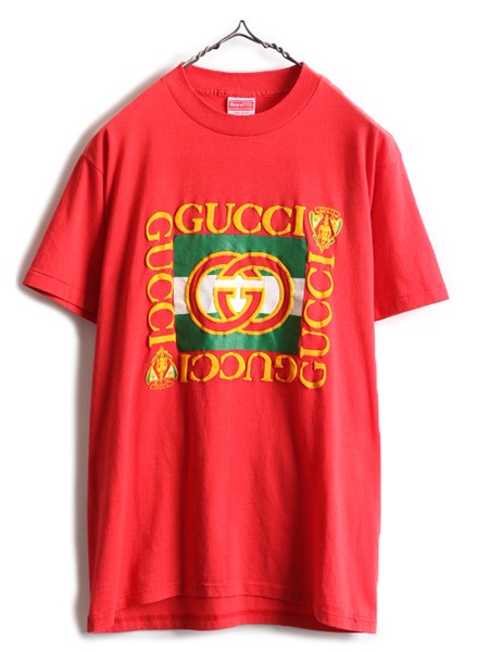 80s USA製 ブートレッグ GUCCI グッチ ビッグ ロゴ プリント