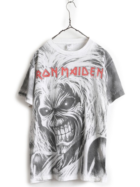 90s ☆ アイアンメイデン オールオーバー プリント Tシャツ メンズ L 90年代 IRON MAIDEN オフィシャル 当時物 バンド  シングルステッチ メンズビンテージ,半袖Tシャツ,L 古着屋GRAB