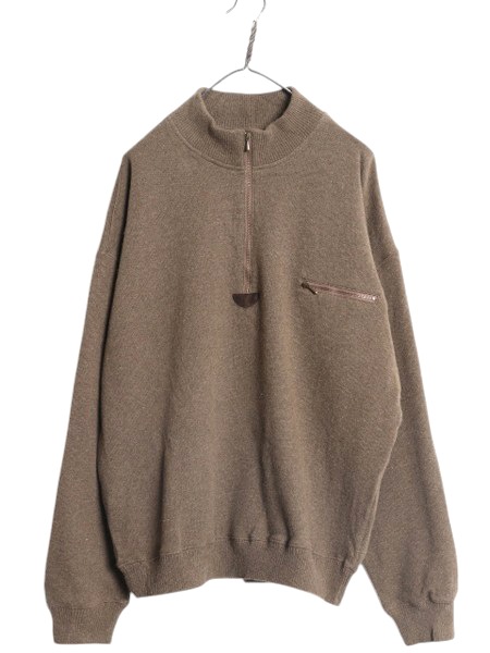 80s エルエルビーン ハーフジップ ニット セーター メンズ L / ヴィンテージ LLBEAN プルオーバー ハイネック ウール コットン 裏起毛 無地 80s エルエルビーン ハーフジップ ニット セーター メンズ L