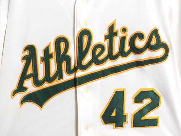 アスレチックス ベースボール シャツ メンズ XXL 程/ 古着 MLB オフィシャル マジェスティック 大リーグ ユニフォーム 大きいサイズ 重ね着 アスレチックス ベースボール シャツ メンズ XXL 程/ 古着 MLB
