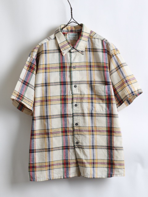 60's Bradfield S/S Madras Check Cotton Shirt (L)