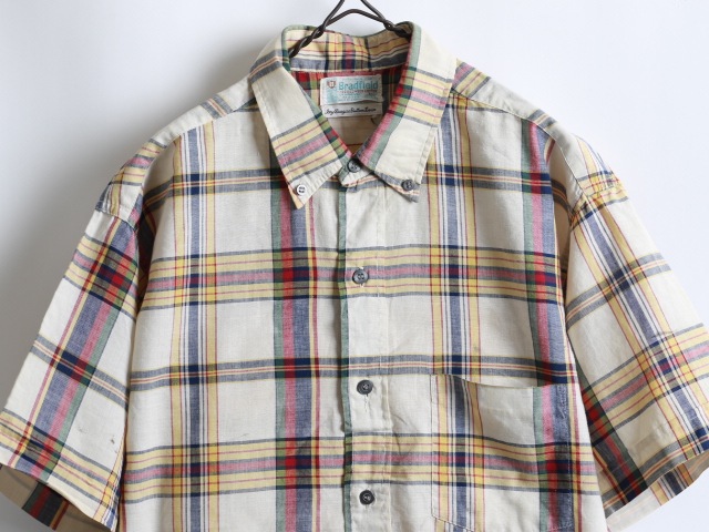 60's Bradfield S/S Madras Check Cotton Shirt (L)