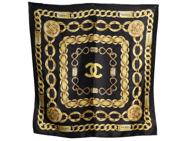 シャネル　スカーフ　黒　ブラック　ゴールド　大判 CHANEL シルクスカーフ 大判スカーフ Amazon | [CHANEL