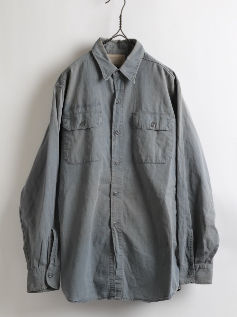 60's Unknown Grey HBT Work Shirt (16)