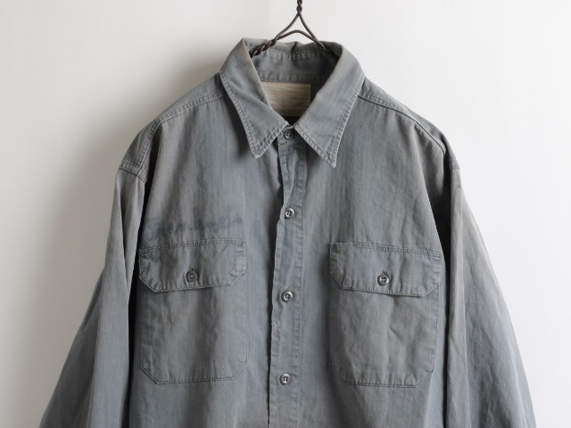 60's Unknown Grey HBT Work Shirt (16)