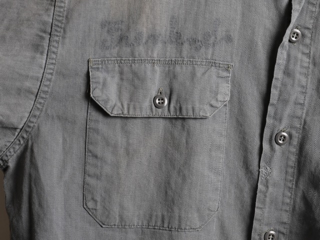 60's Unknown Grey HBT Work Shirt (16)