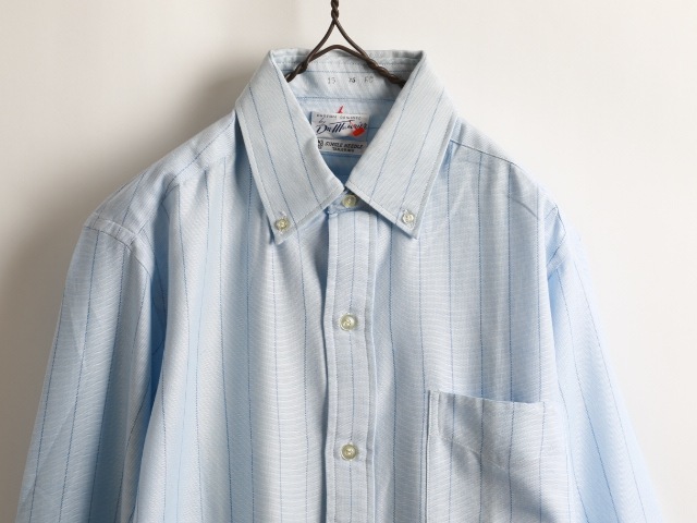 Dead Stock 50's Du Taurier Sax Blue Stripe Cotton B/D Shirt (15-35)