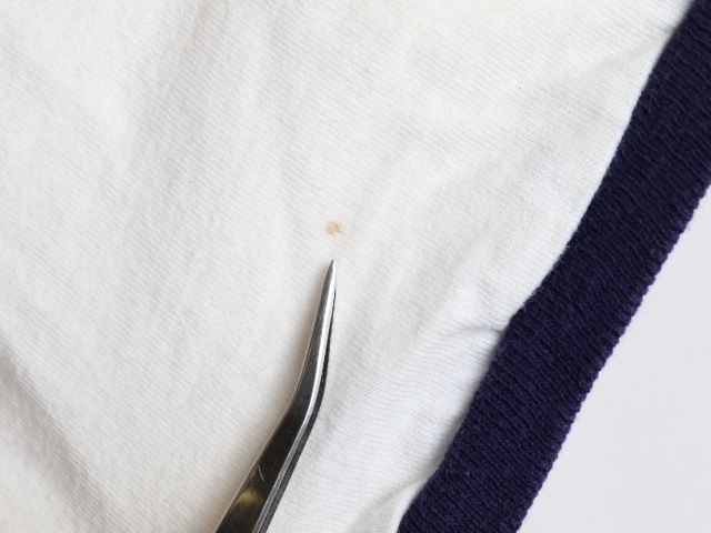 60's USNA Stain Logo Print Ringer Cotton T-Shirt (about L)