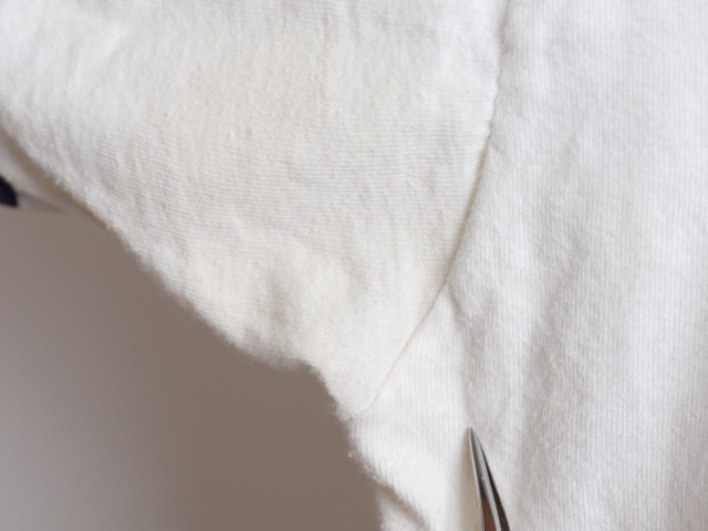 60's USNA Stain Logo Print Ringer Cotton T-Shirt (about L)