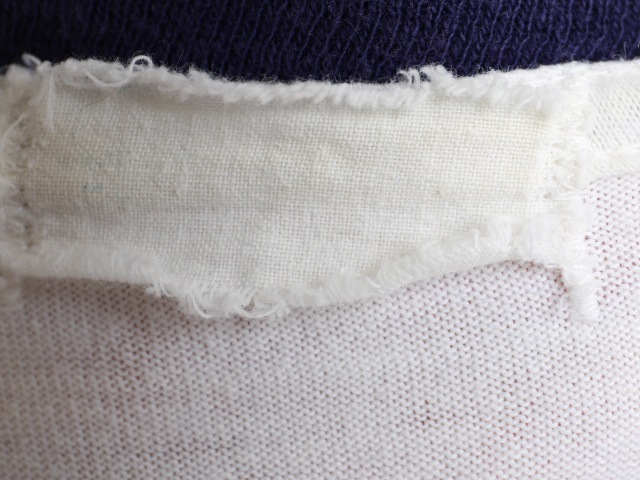 60's USNA Stain Logo Print Ringer Cotton T-Shirt (about L)