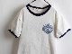 60's USNA Stain Logo Print Ringer Cotton T-Shirt (about L)