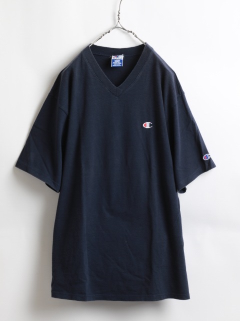 90's Champion Solid Cotton V/N T-Shirt (L)