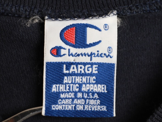 90's Champion Solid Cotton V/N T-Shirt (L)