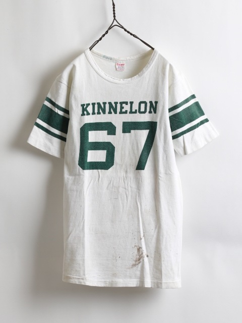 60's Champion Football T-Shirt Stain Number Print (M)