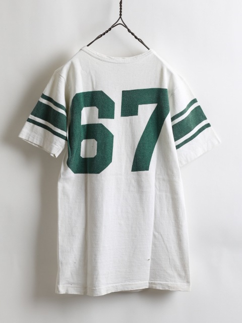 60's Champion Football T-Shirt Stain Number Print (M)