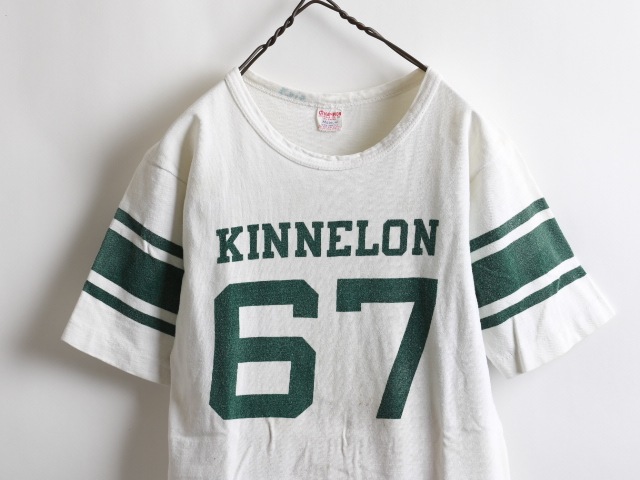 60's Champion Football T-Shirt Stain Number Print (M)