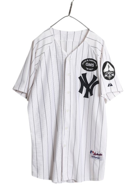 ヤンキース ベースボール シャツ メンズ XXL / 古着 MLB オフィシャル マジェスティック 大リーグ ユニフォーム ゲームシャツ 大きいサイズ ヤンキース ベースボール シャツ メンズ XXL 程/ MLB