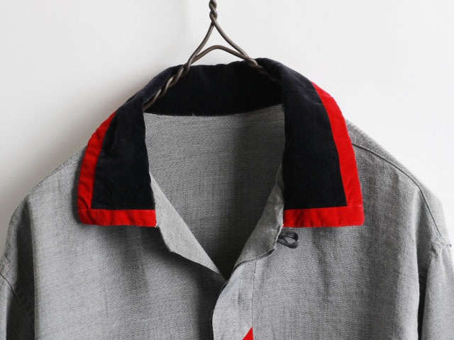 60's Unknown Fly Front Open Collar Shirt (about S��M)