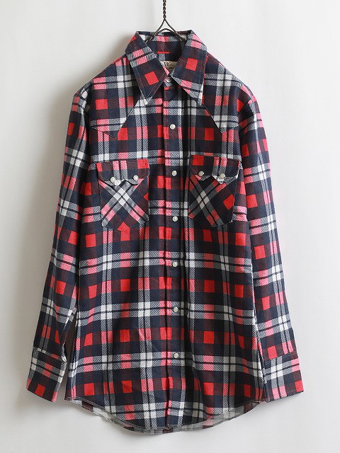 Dead Stock 70's Washington Dee Cee Print Flannel Check Western Shirt (14-32)