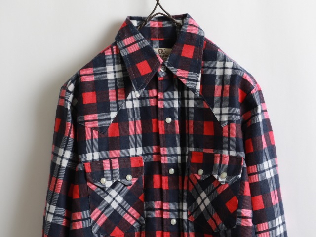 Dead Stock 70's Washington Dee Cee Print Flannel Check Western Shirt (14-32)