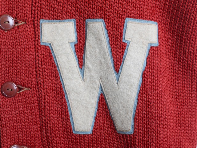 30's W Lettered Shawl Collar Cardigan (about S)