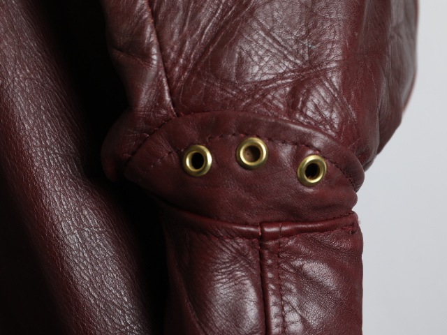60's Single Leather Riders Jacket Red Brown (38)