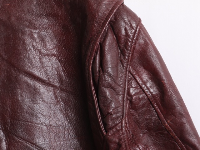 60's Single Leather Riders Jacket Red Brown (38)