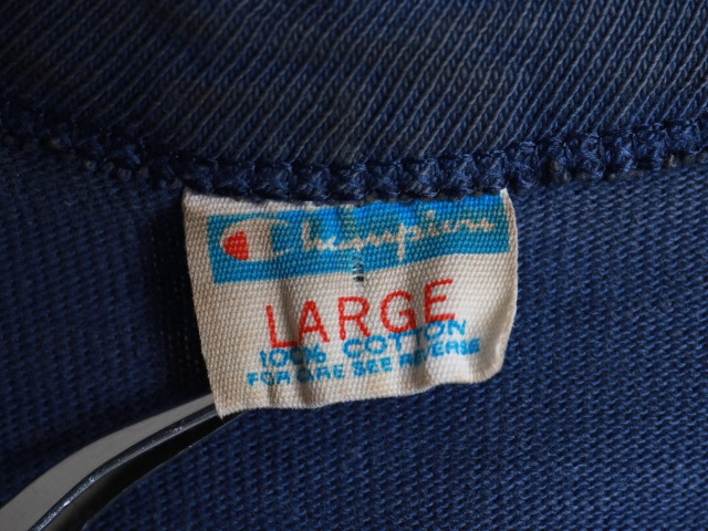 70's Champion Blue Bar Tag Rubber College Print Football T-Shirt