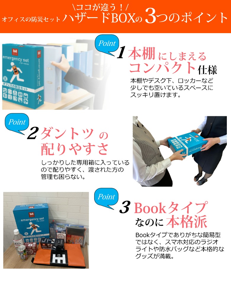 【防災グッズ A４】HIH 防災セット ハザードＢＯＸ ボックスファイル型の防災セット 置き場所に困らない防災グッズ セット