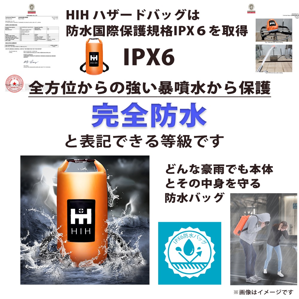 【頭部保護ボウメット付】防災セット 1人用 防災グッズ セット HIH完全防水ハザードバッグ Advance【福島県企業が開発 デザイナーズリュック】 「ボウメット」追加タイプ