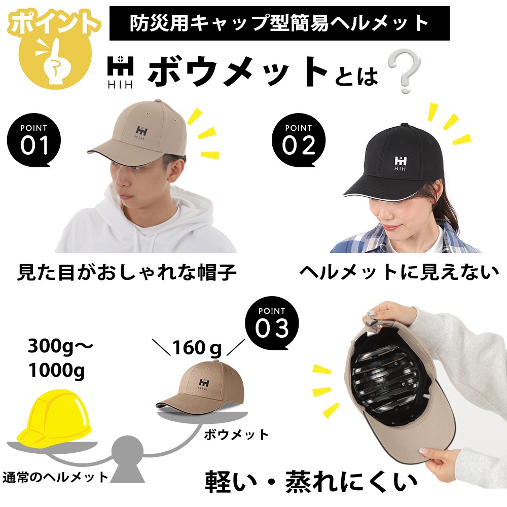 【頭部保護ボウメット付】防災セット 1人用 防災グッズ セット HIH完全防水ハザードバッグ Advance【福島県企業が開発 デザイナーズリュック】 「ボウメット」追加タイプ