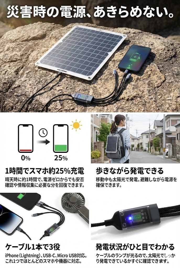 【防災用ソーラーパネル搭載】 防災セット 1人用 防災リュック 防災グッズセット 【HIH ハザードリュック エルピス solar】 非常用持ち出し袋 防災バッグ 防災リュック 1人 地震や停電に対応