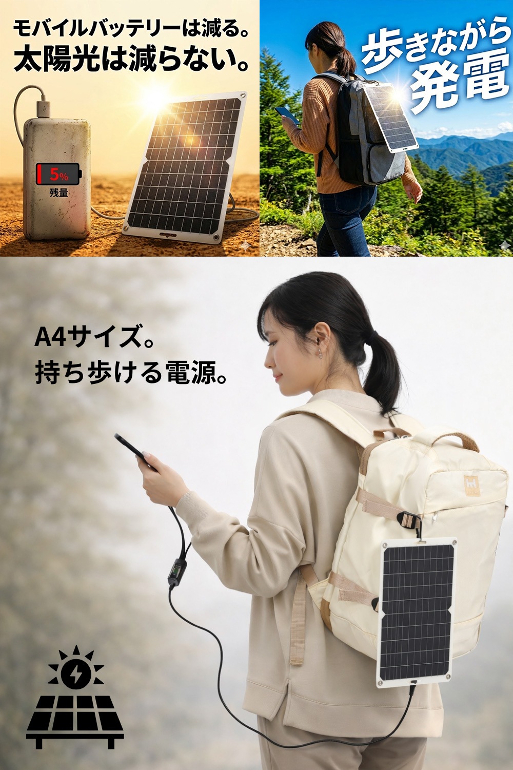 【防災用ソーラーパネル搭載】 防災セット 1人用 防災リュック 防災グッズセット 【HIH ハザードリュック エルピス solar】 非常用持ち出し袋 防災バッグ 防災リュック 1人 地震や停電に対応