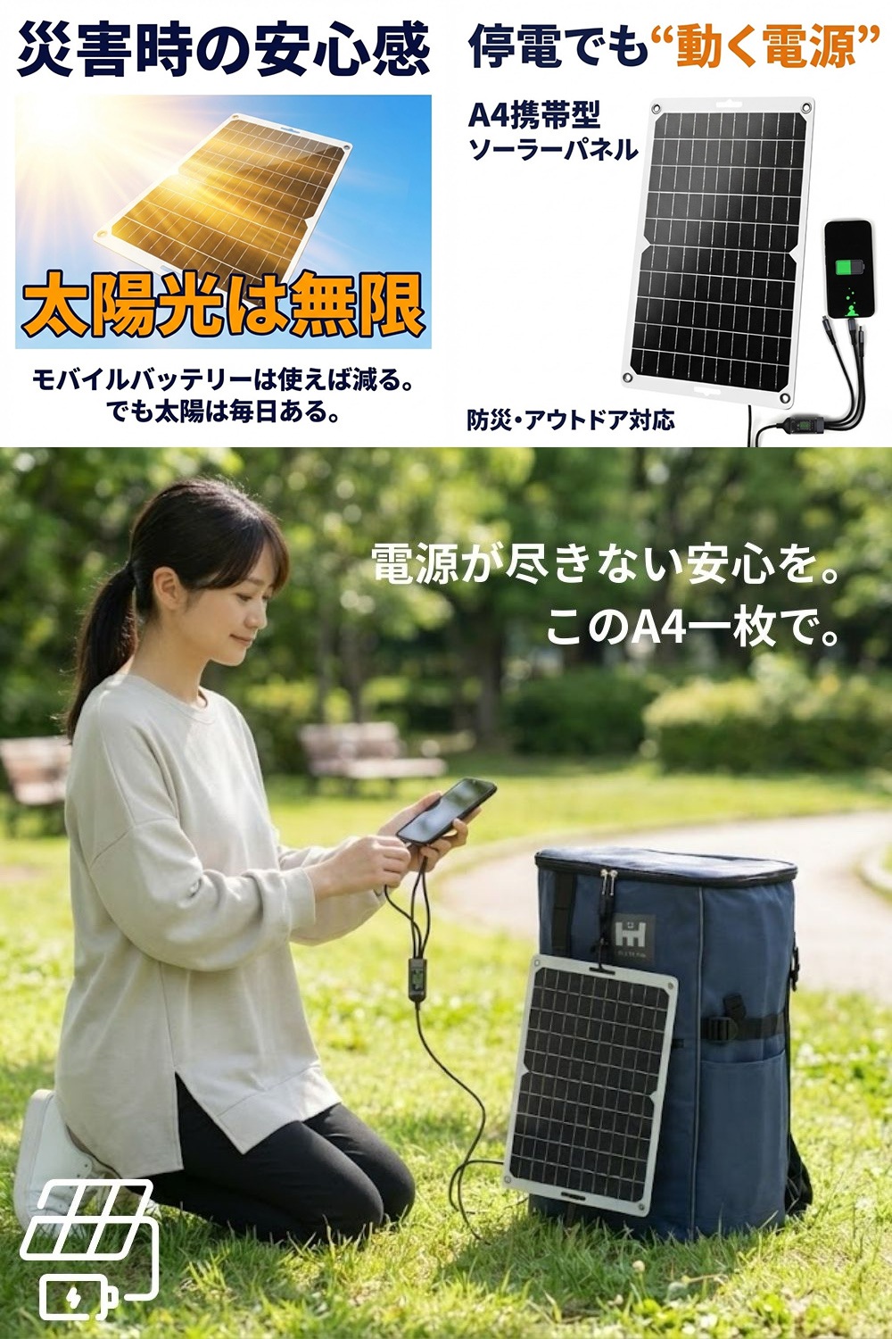 【防災用ソーラーパネル搭載】 防災セット 1人用 防災リュック 防災グッズセット 【HIH ハザードスクエアリュック solar】 非常用持ち出し袋 防災バッグ 防災リュック 1人 地震や停電に対応