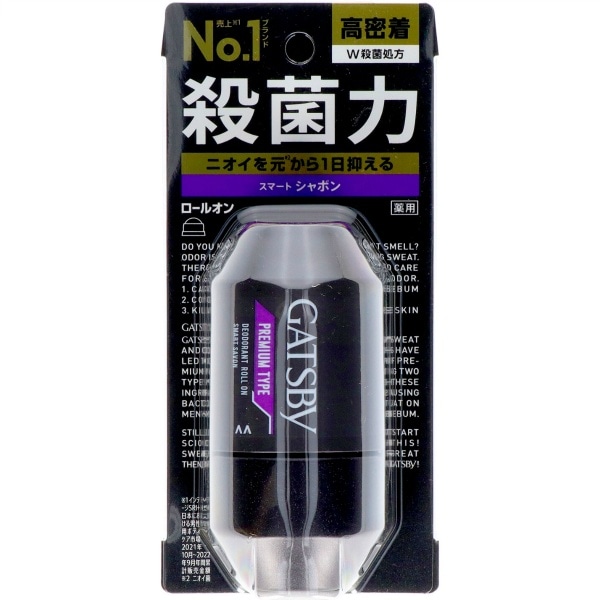 ギャツビー プレミアムタイプ デオドラントロールオン スマートシャボン 60ml : マンダム