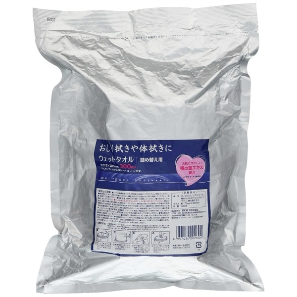 JEL ウエットタオル バケツ 詰替え 300枚入 : 昭和紙工