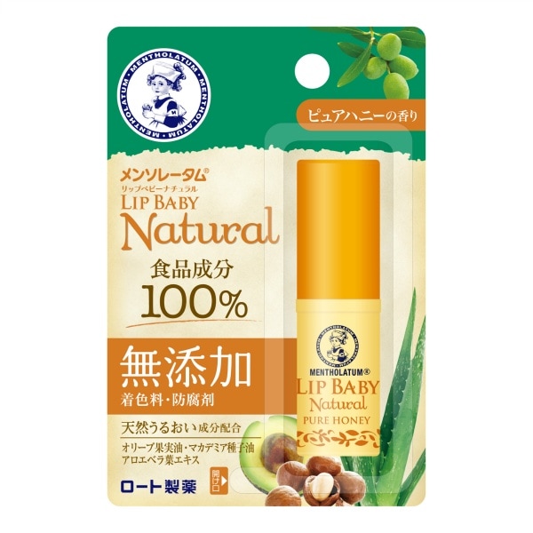 メンソレータム リップ ベビー ナチュラル ピュアハニーの香り 4g : ロート製薬
