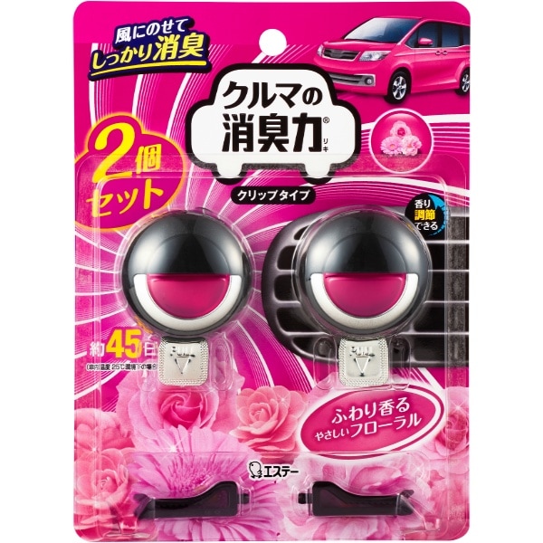 クルマの消臭力 クリップタイプ 消臭芳香剤 車用 フローラルの香り 3.2ml×2個 : エステー