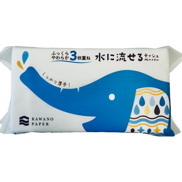 水に流せる3枚重ね ソフトパック ティシュ 100組×1個 : 河野製紙