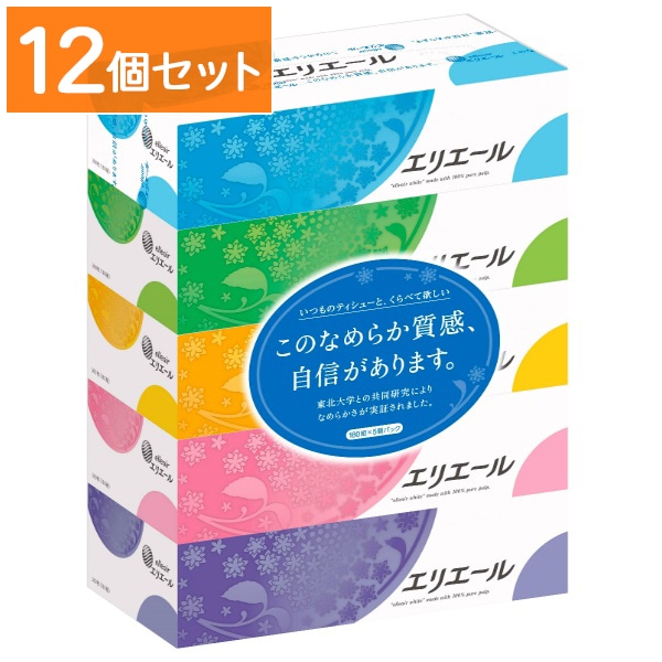 エリエール ティシュー180組×5個パック 【×12個セット・まとめ買い】