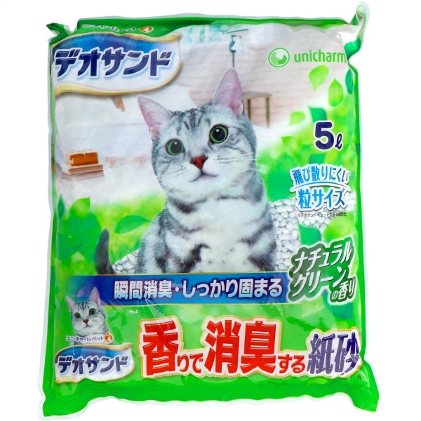 デオサンド 香りで消臭する紙砂グリーン 5L : ユニ・チャーム