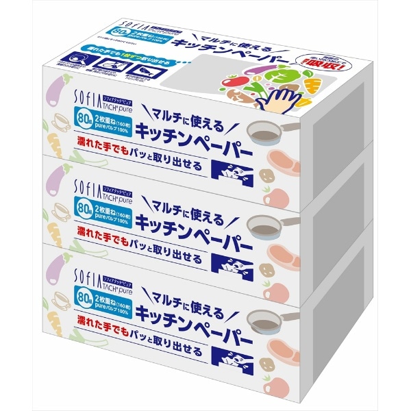 キッチンペーパー 80組×3個パック : マスコー製紙