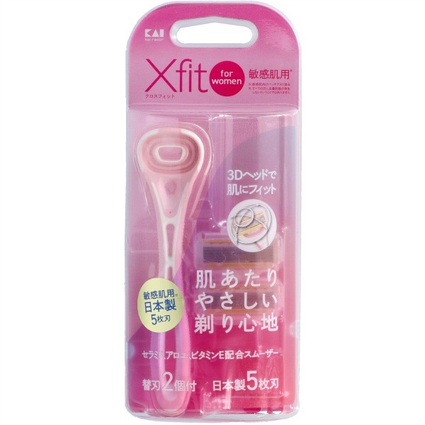 Xfit for women 敏感肌用 カミソリ 替え刃付 GA0094 2個入 : 貝印