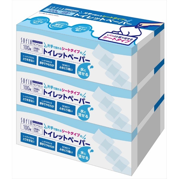 ソフィアタッチ エコ シートトイレット 100組×3個パック : マスコー製紙